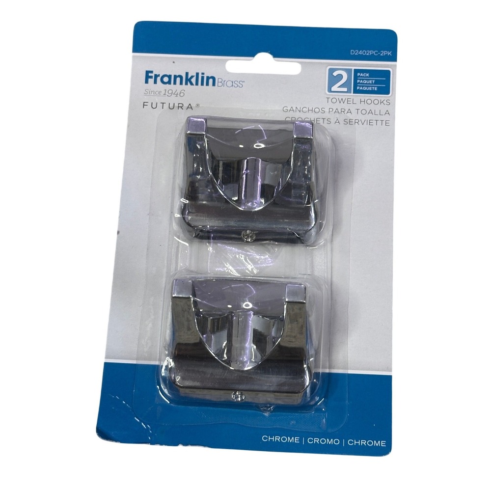 Franklin Brass Futura Chrome Towel‎ Hooks 2 Pack Wall Mount D2402PC-2PK New
